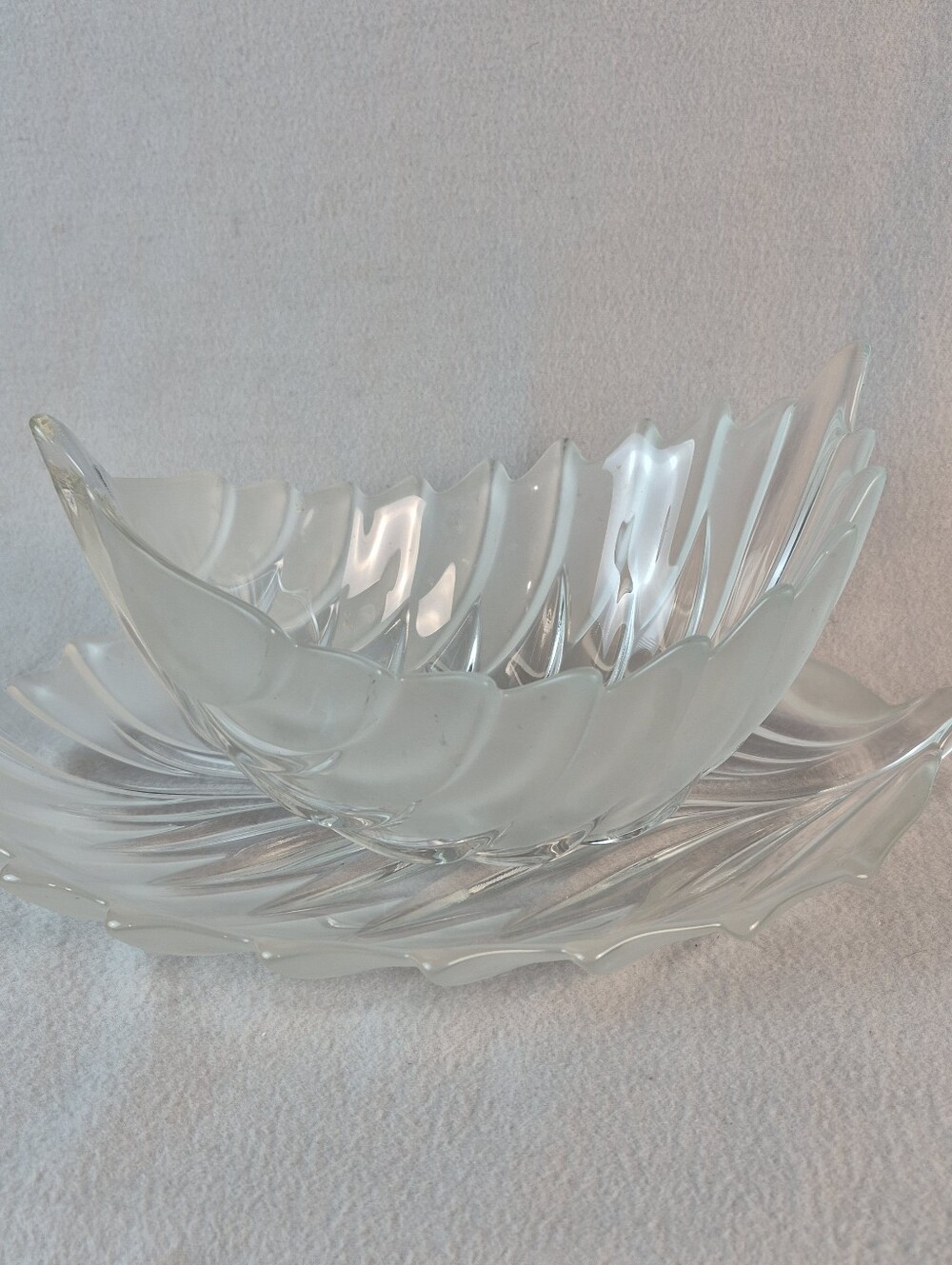 Mikasa / Walther Glas Crystal Leaf Bowl & Platter Set